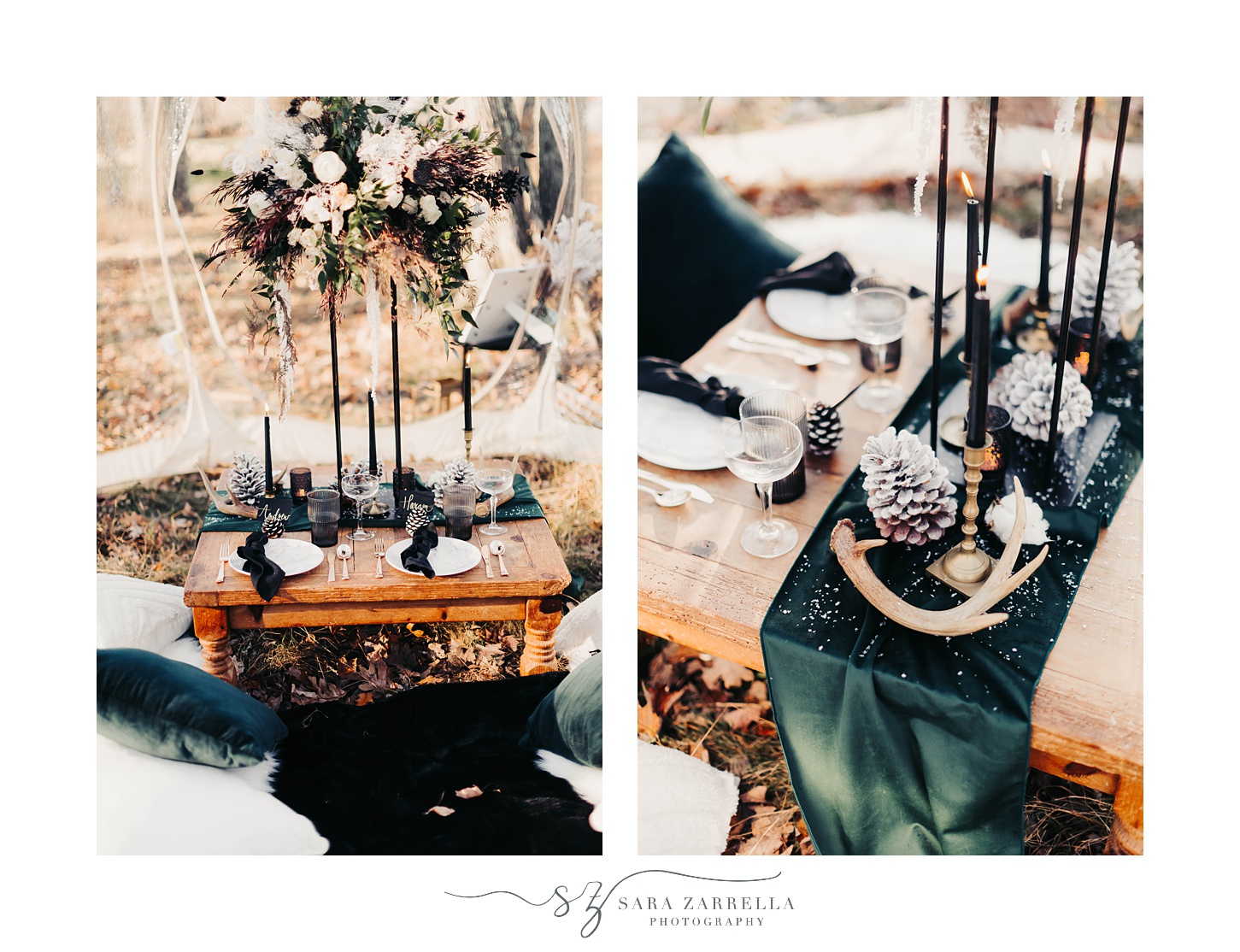 winter tablescape for cozy winter proposal at Gerald's Farm