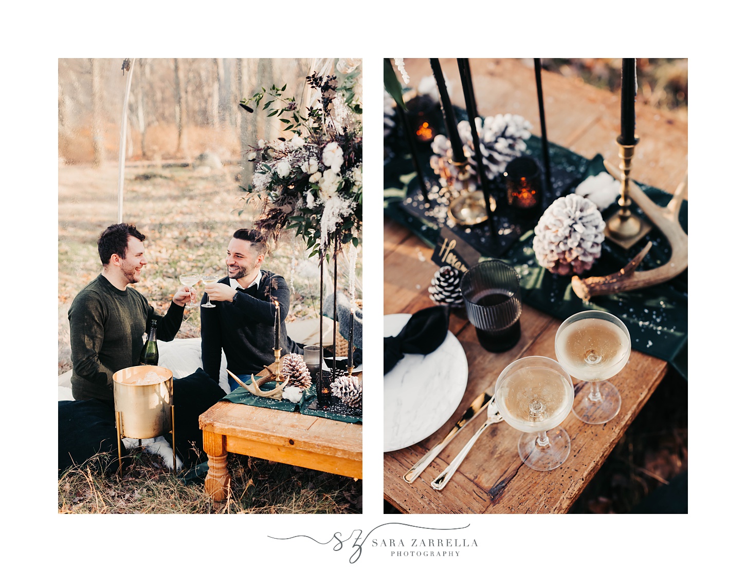 intimate wedding proposal celebration in igloo at Gerald's Farm