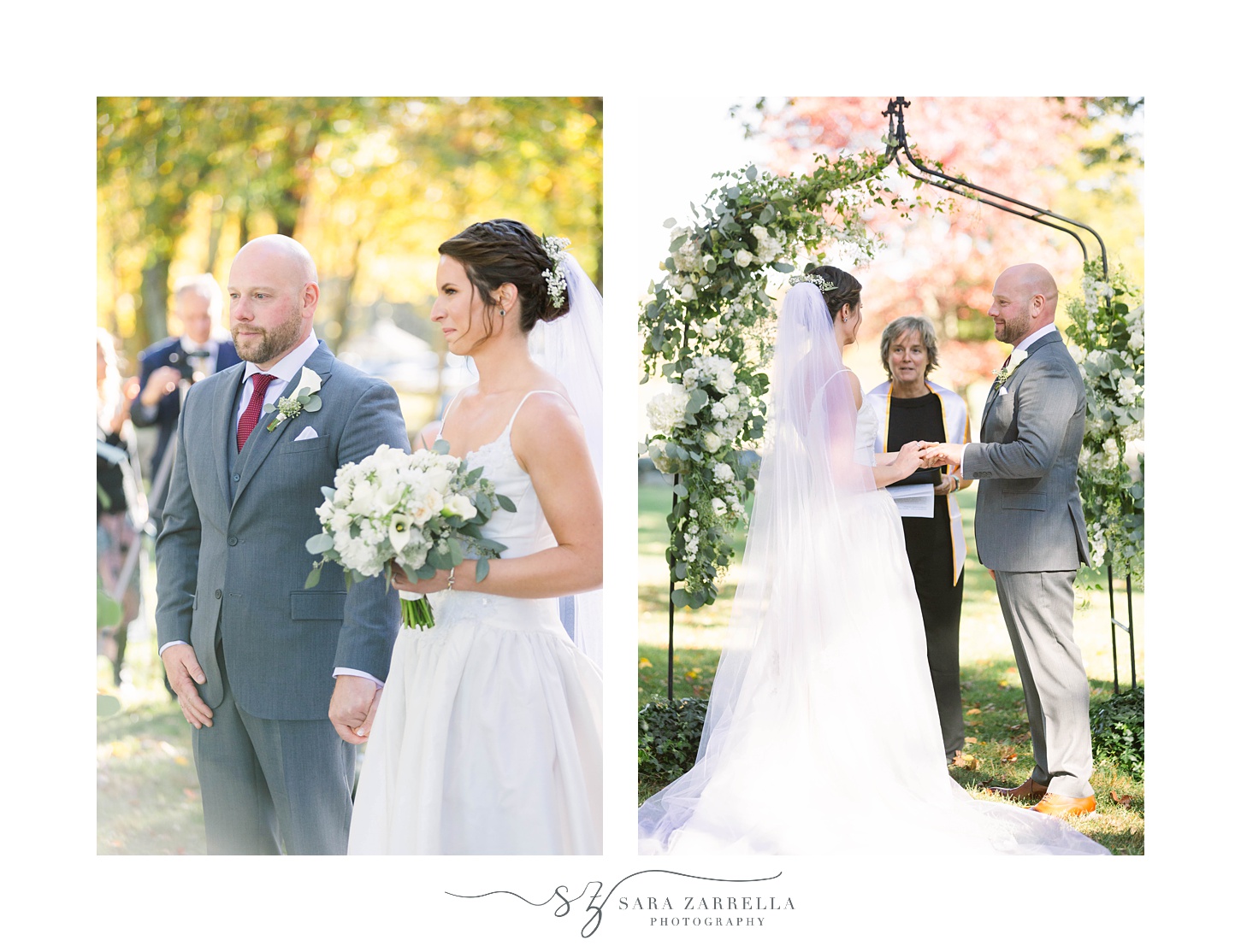 romantic and intimate wedding ceremony at Gerald's Farm in Rhode Island