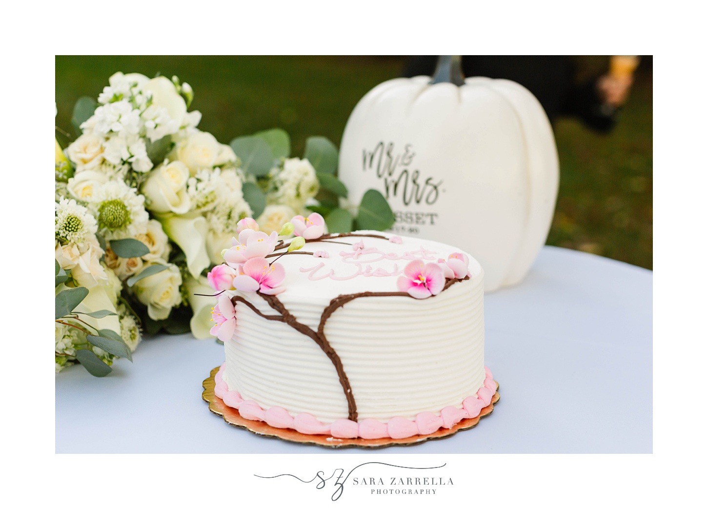 small wedding cake for intimate Gerald's Farm Wedding