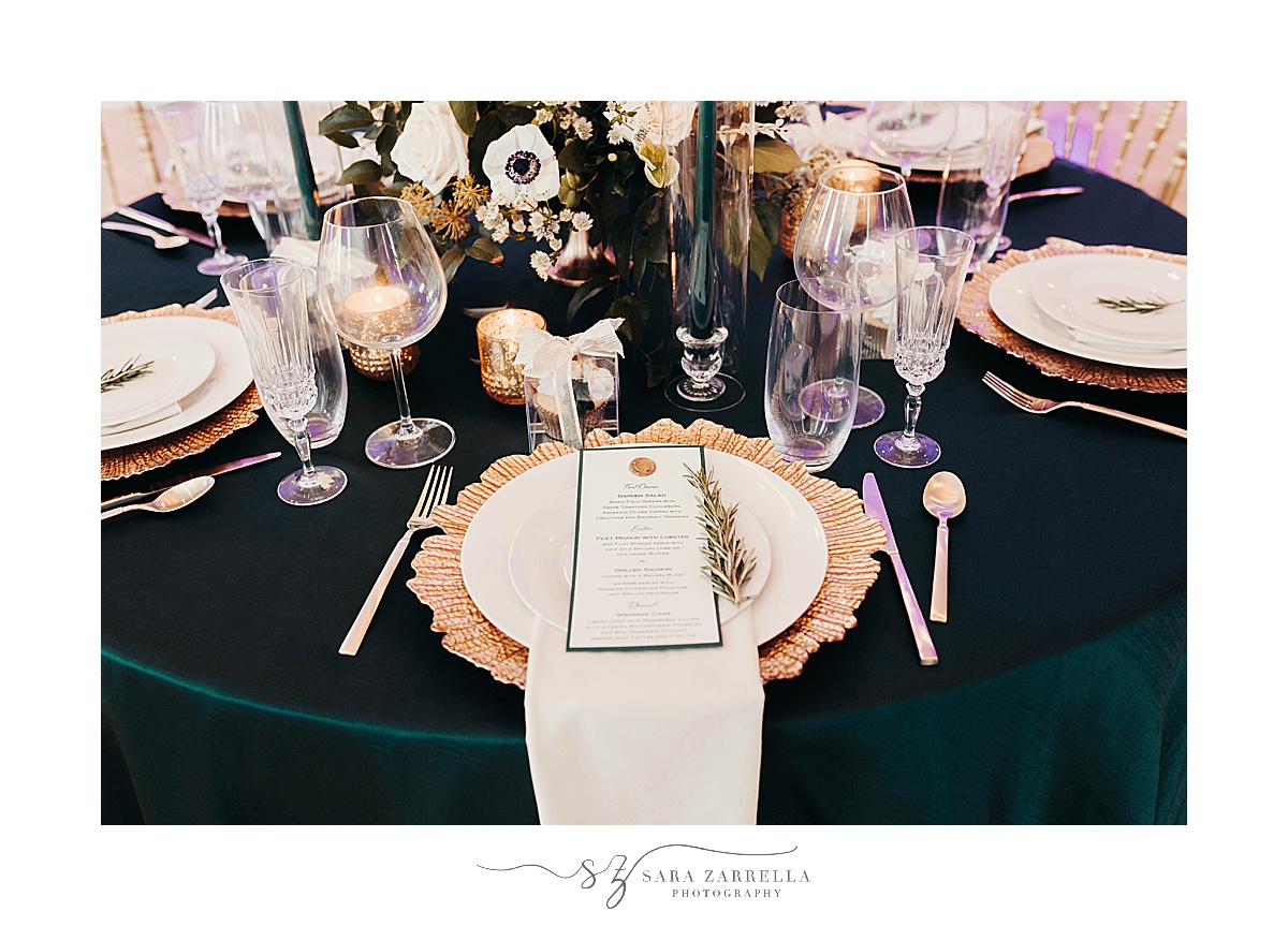 place settings for modern winter wedding