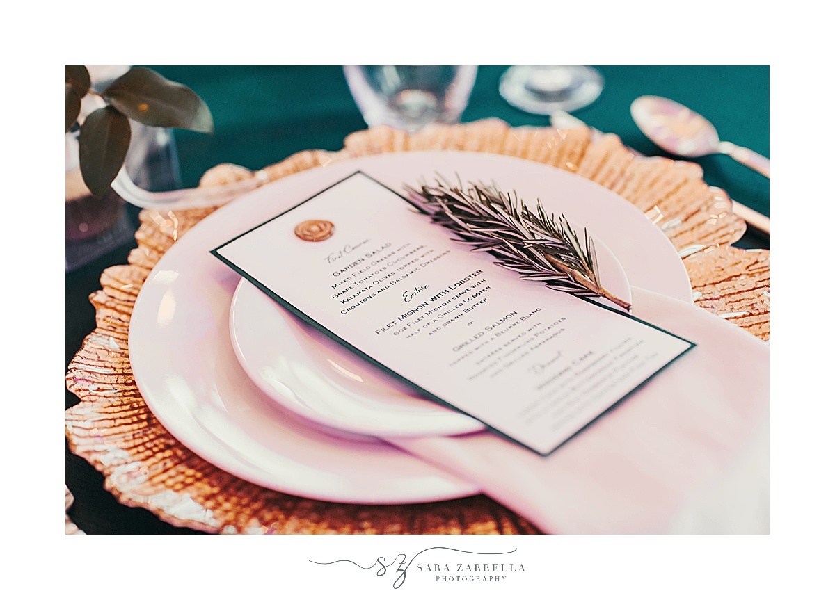 place settings for winter wedding at Queen Anne's Loft