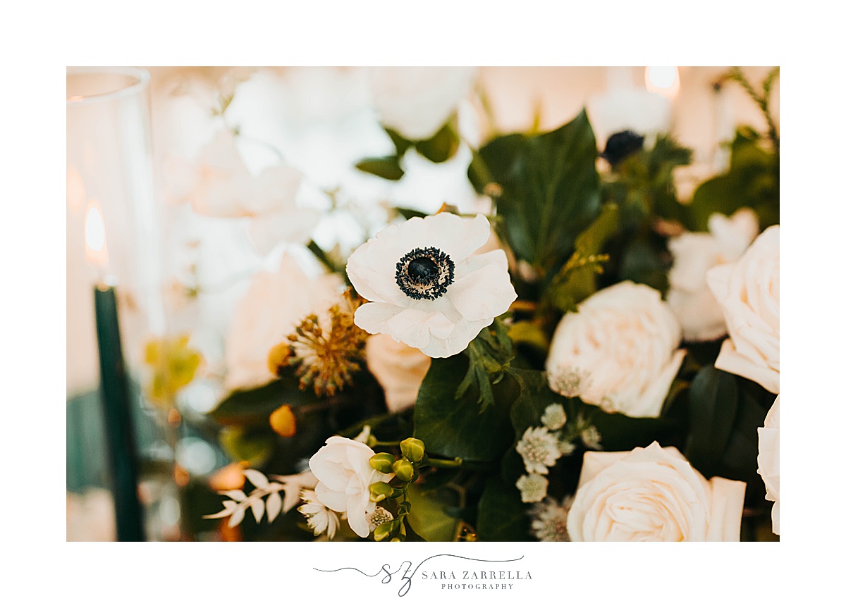 anemone floral centerpieces for modern winter wedding