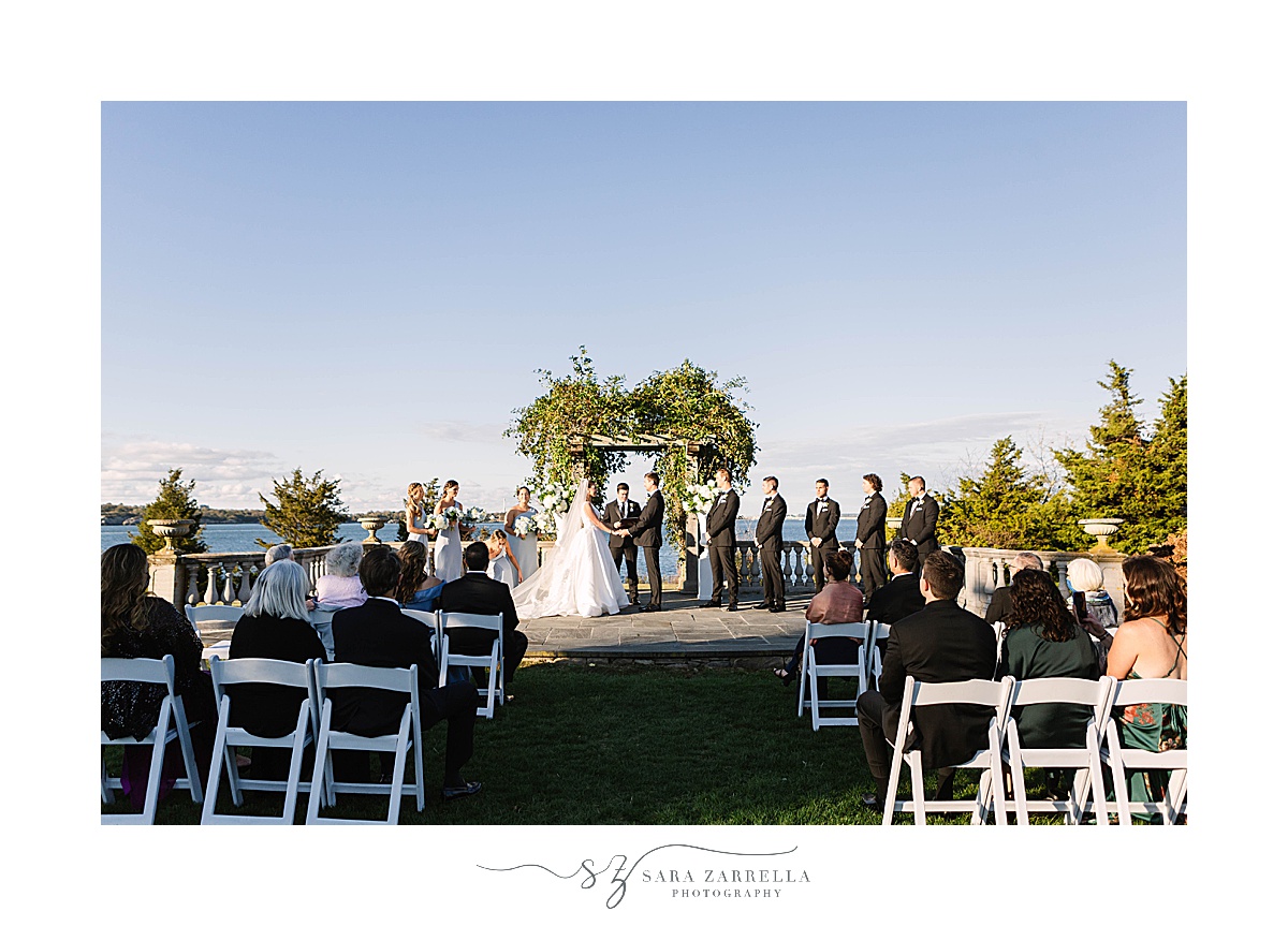Castle Hill Inn microwedding ceremony overlooking the water 
