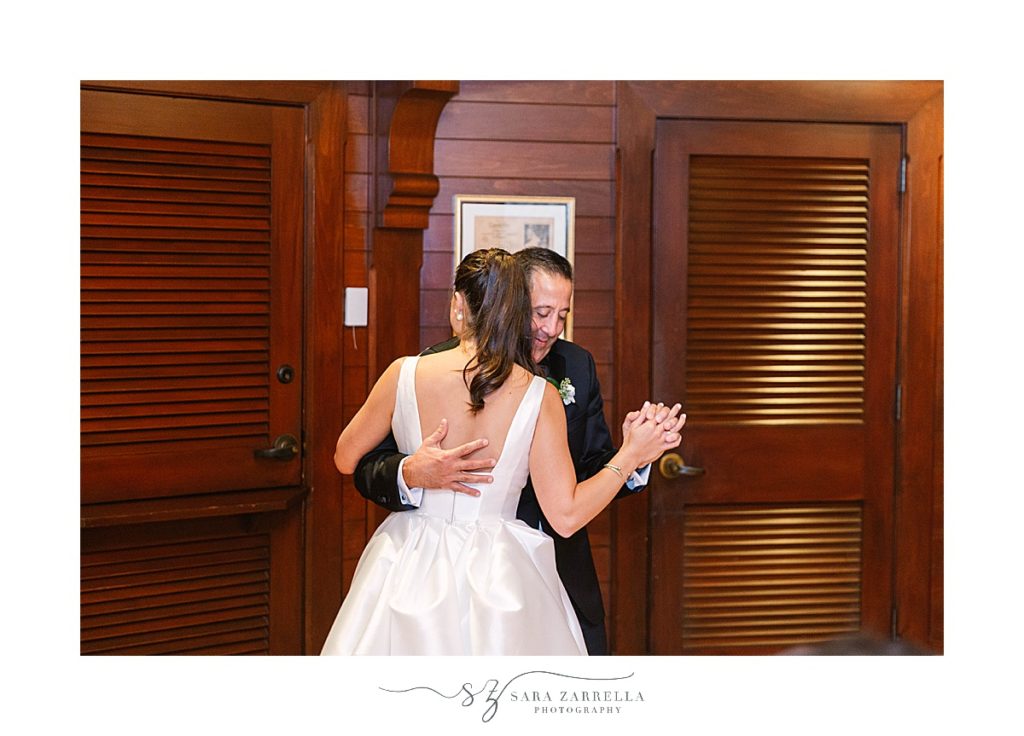 dad and daughter dance during RI wedding reception