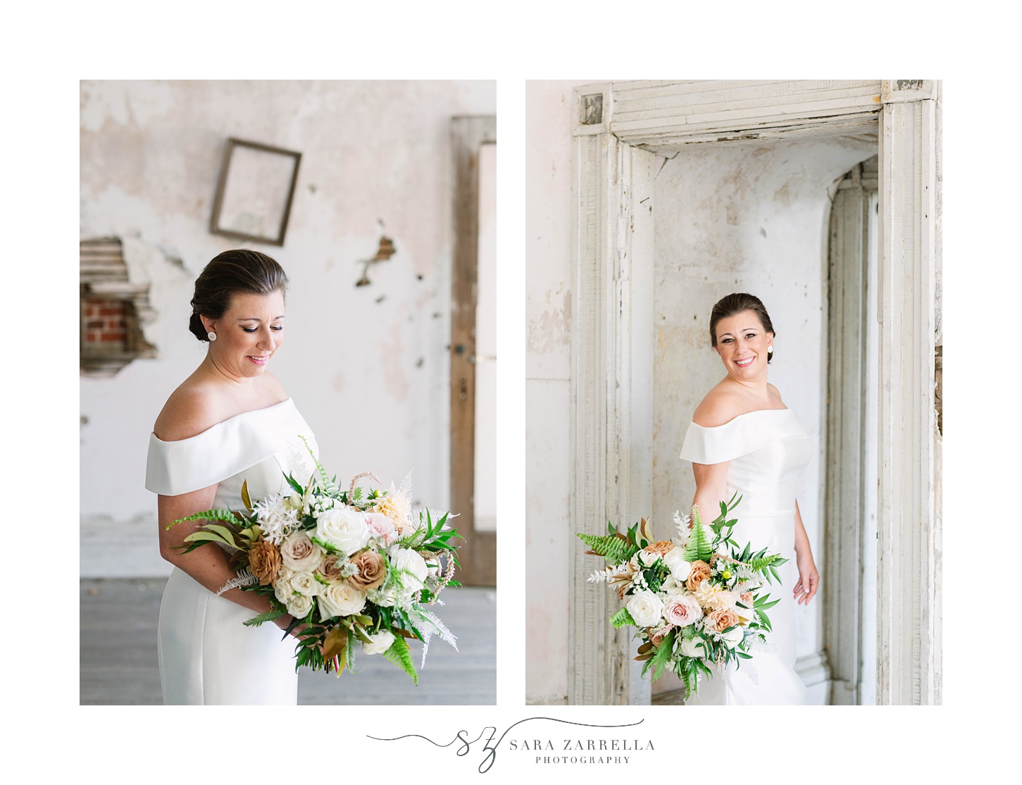 Fort Adams bridal portraits with modern gown