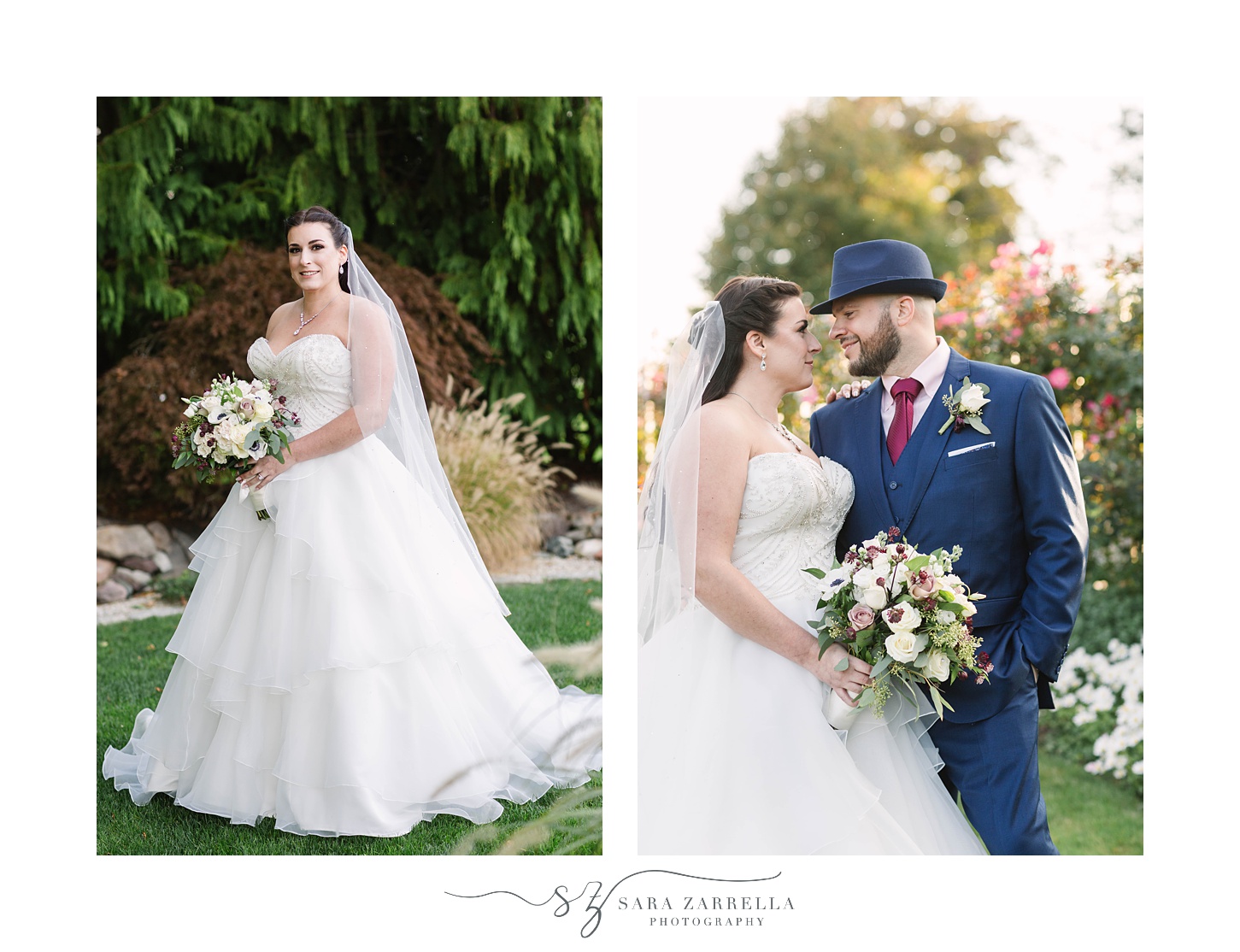 Intimate Kirkbrae Country Club Wedding portraits of bride and groom in gardens