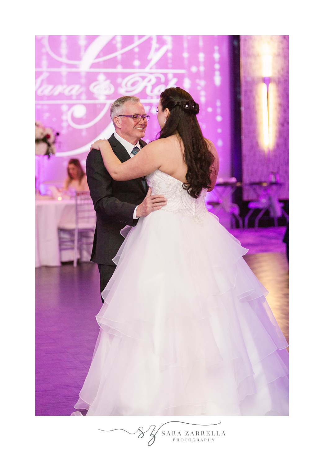 bride dances with father during Intimate Kirkbrae Country Club Wedding recepetion
