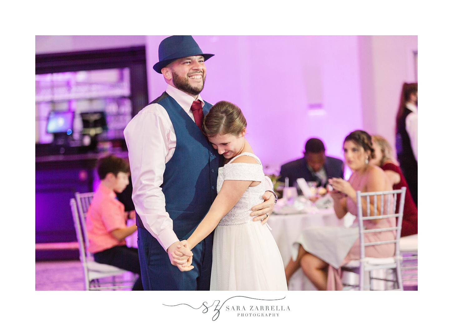 dad and daughter dance during wedding reception