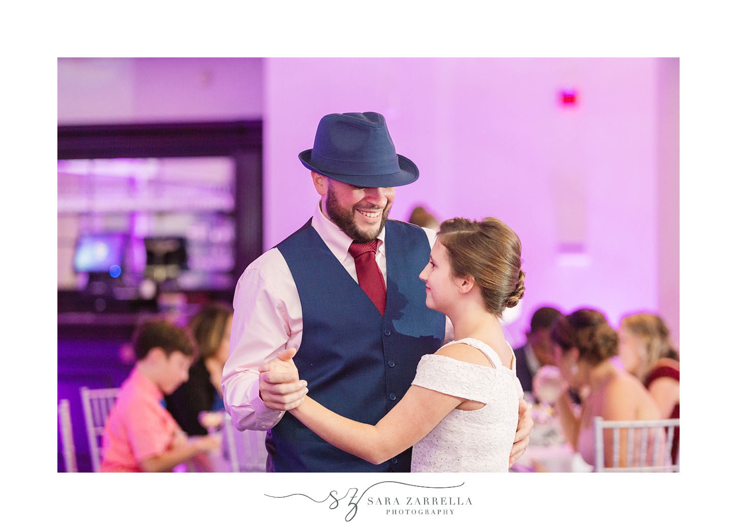 groom and daughter dance during Intimate Kirkbrae Country Club Wedding reception