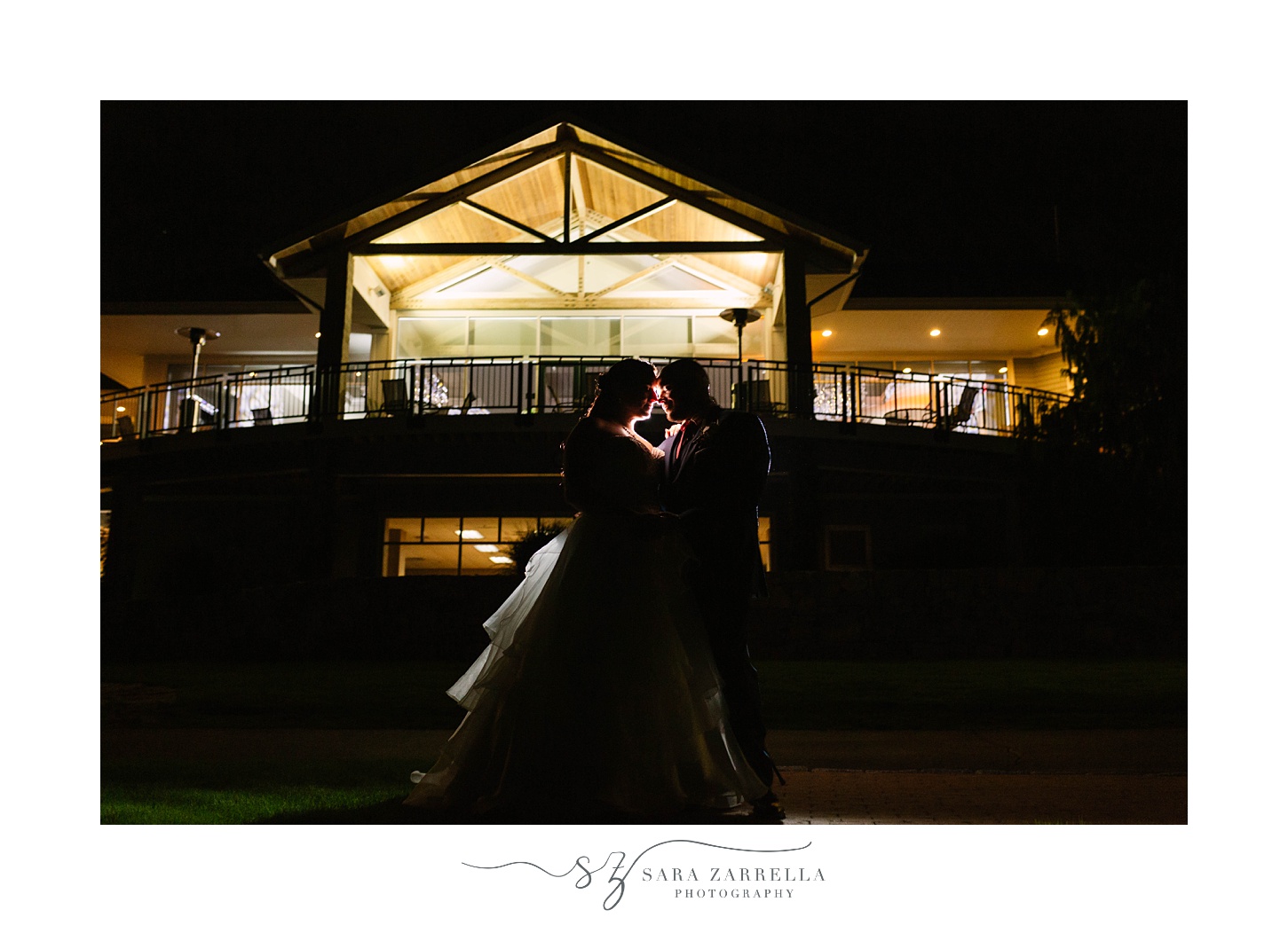 nighttime portrait during Intimate Kirkbrae Country Club Wedding