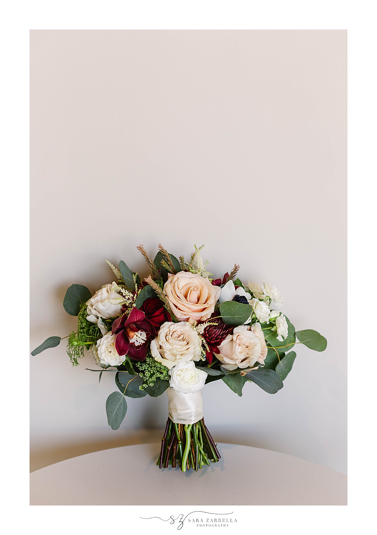 fall bridal bouquet with roses
