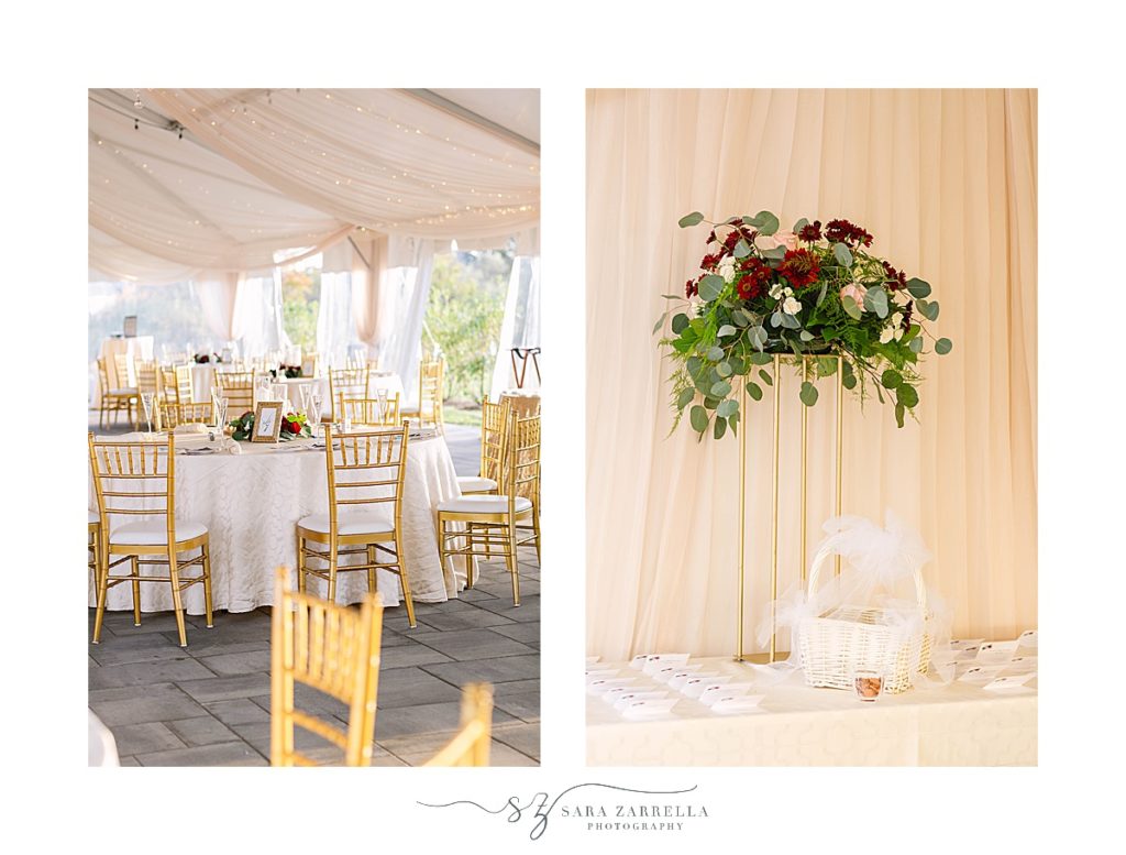 Atlantic Resort Newport Wedding reception with gold and red details