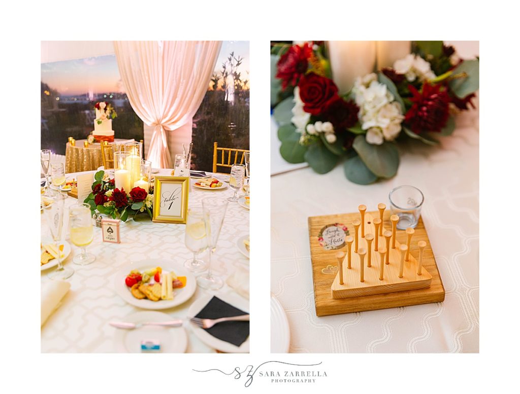 place settings and board games for wedding guests at Atlantic Resort Newport Wedding