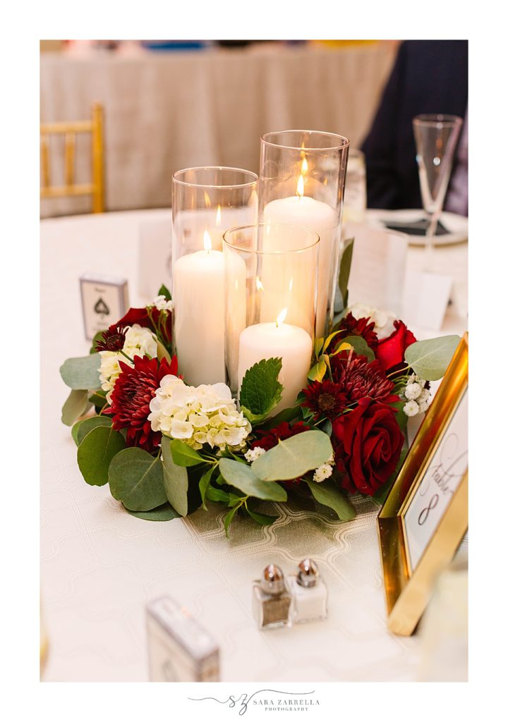 fall wedding reception centerpieces with red flowers
