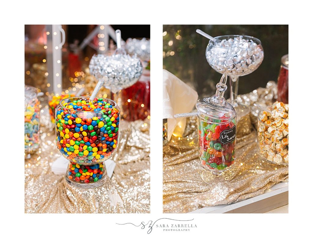 sweets and candy table during wedding reception