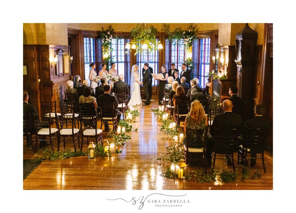 Hope Club wedding ceremony in Providence RI by candlelight