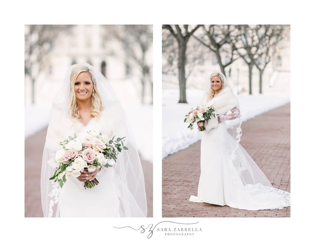winter bridal portraits in the snow