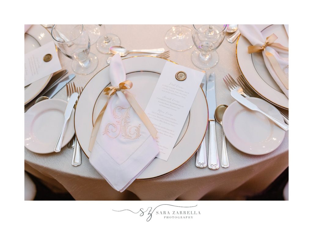 pastel place settings for winter wedding