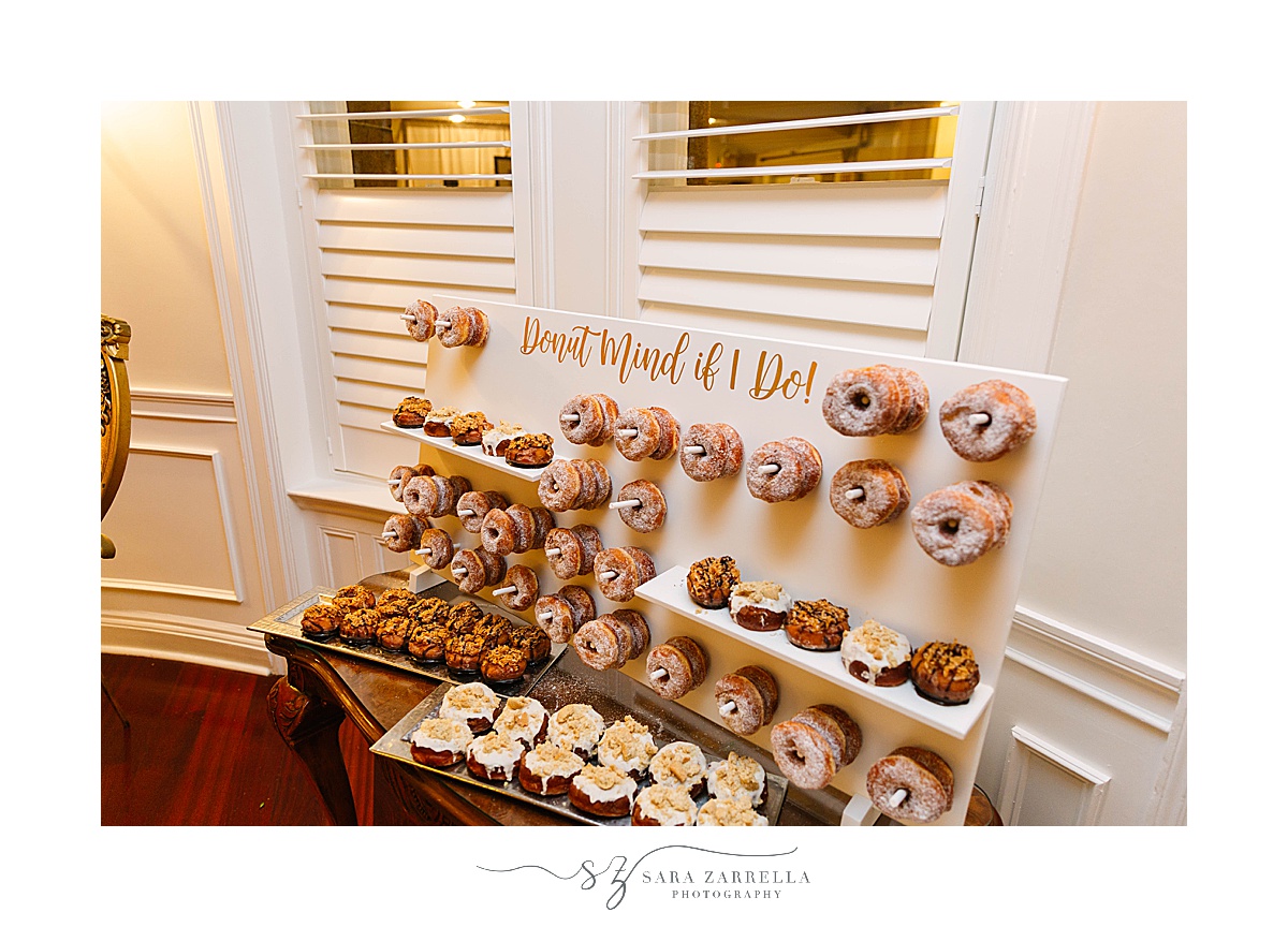 donut table display at RI wedding reception 