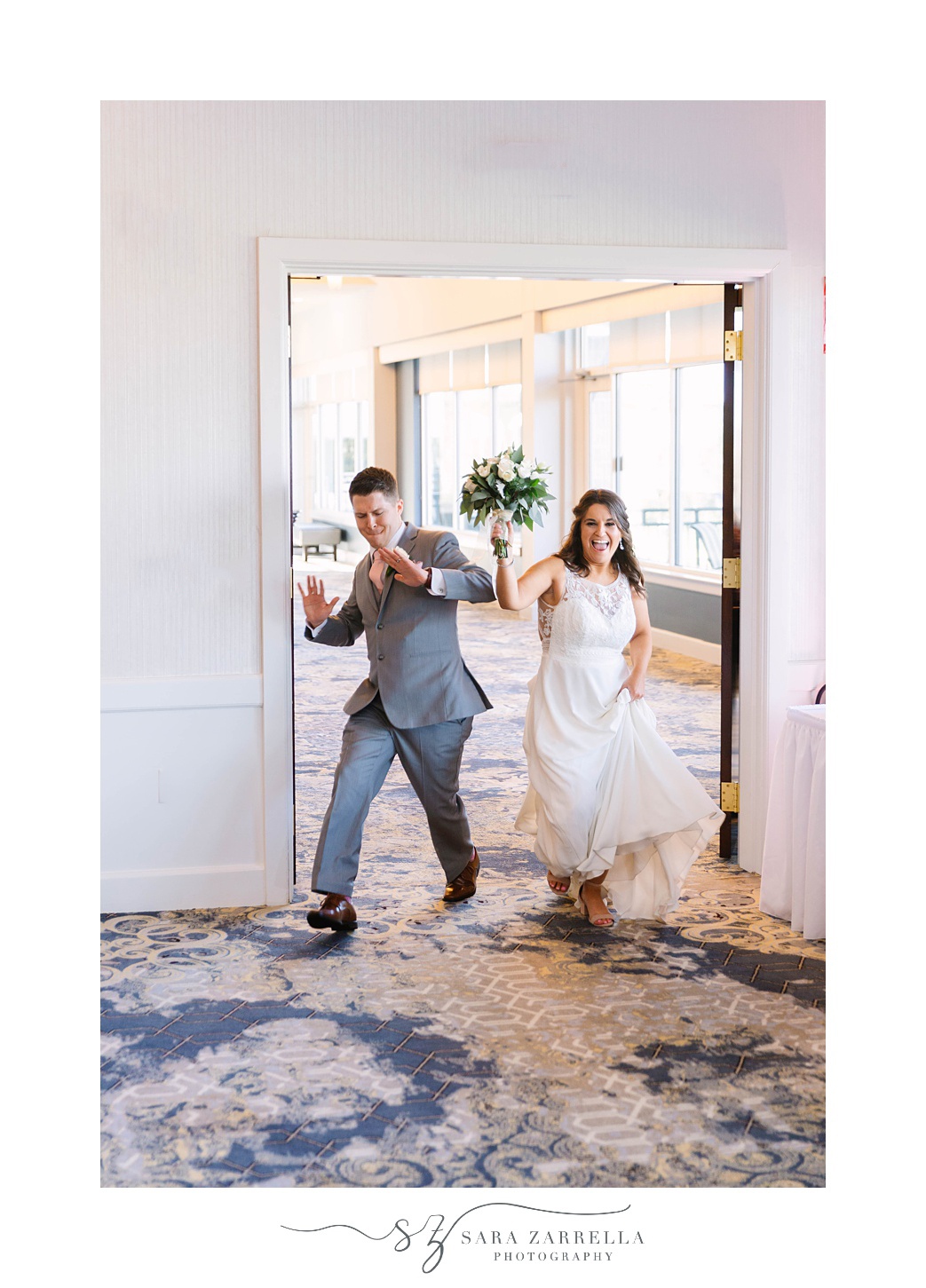 newlyweds enter Rhode Island wedding reception