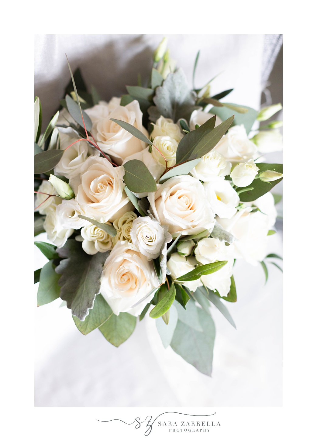bridal bouquet with ivory roses for Kirkbrae Country Club wedding