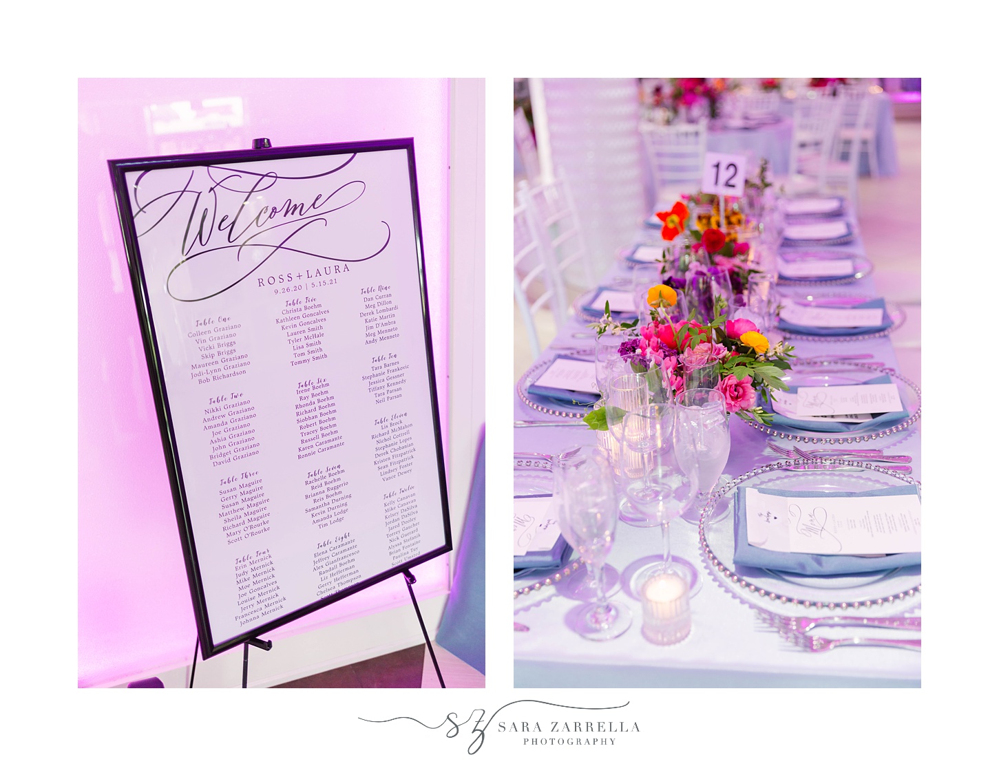 searching chart and table settings for RI wedding reception 