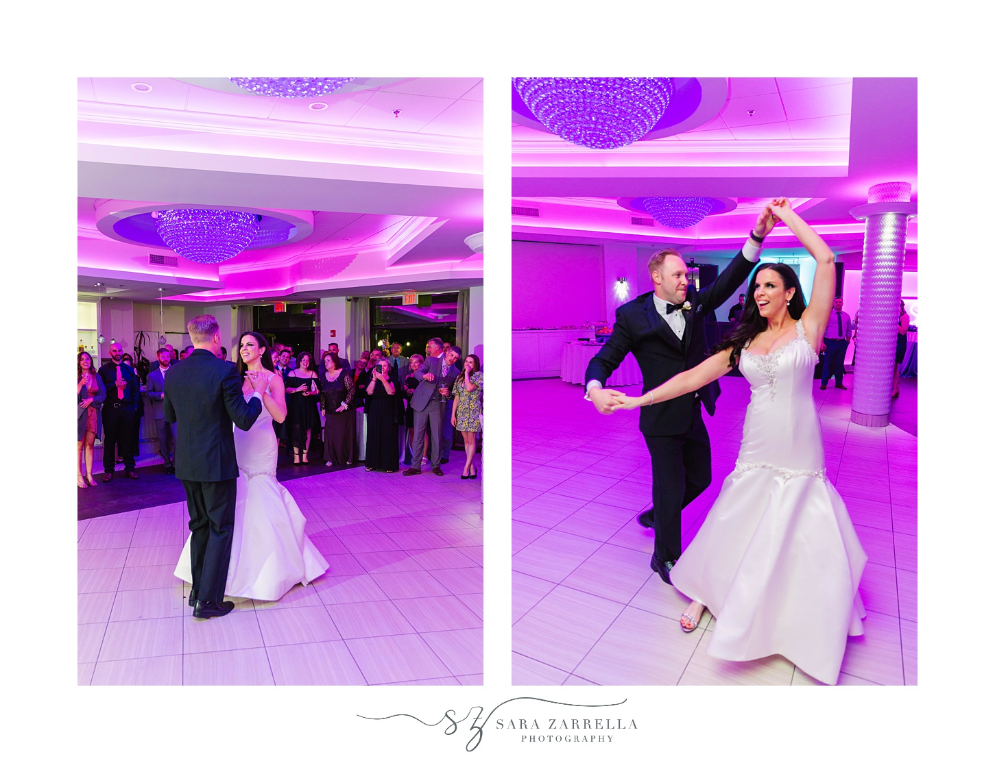 newlyweds have first dance at Skyline at Waterplace 
