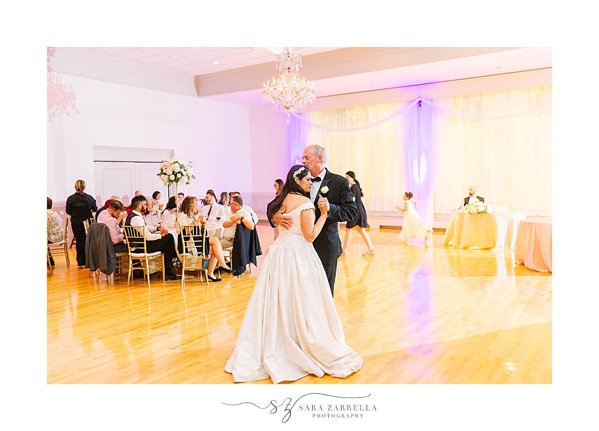 bride and dad dance during  Alpine Country Club wedding reception