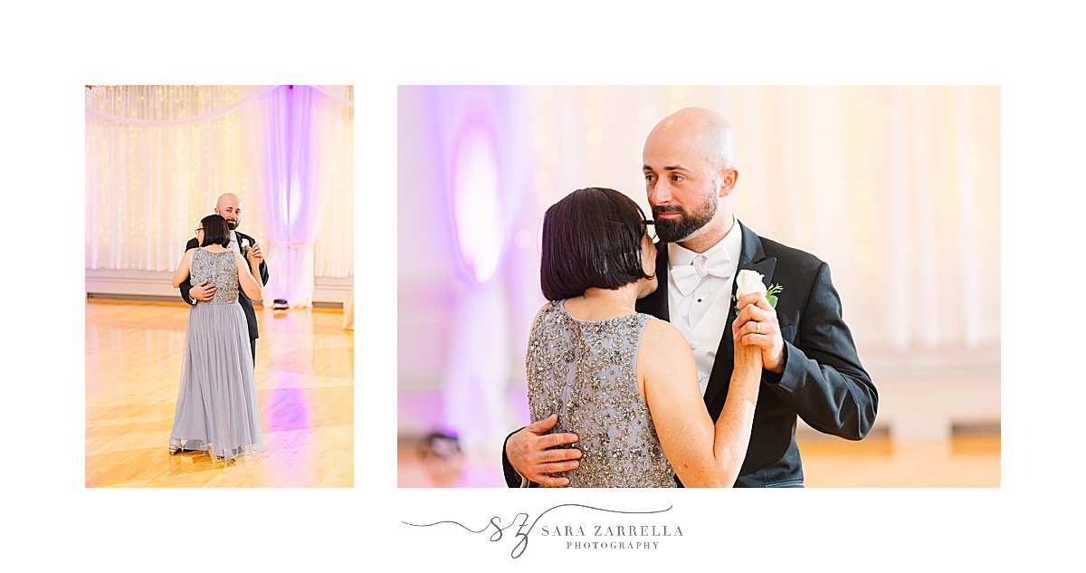 groom and mom dance during reception at  Alpine Country Club
