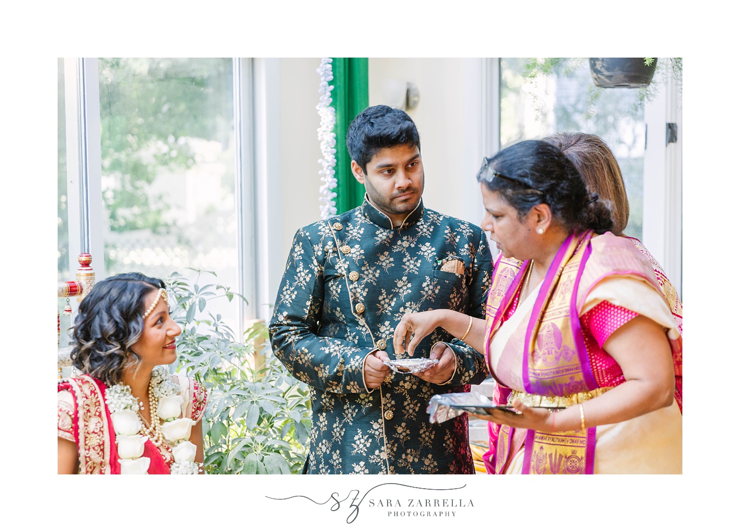 couple participates in Hindu wedding ceremony 