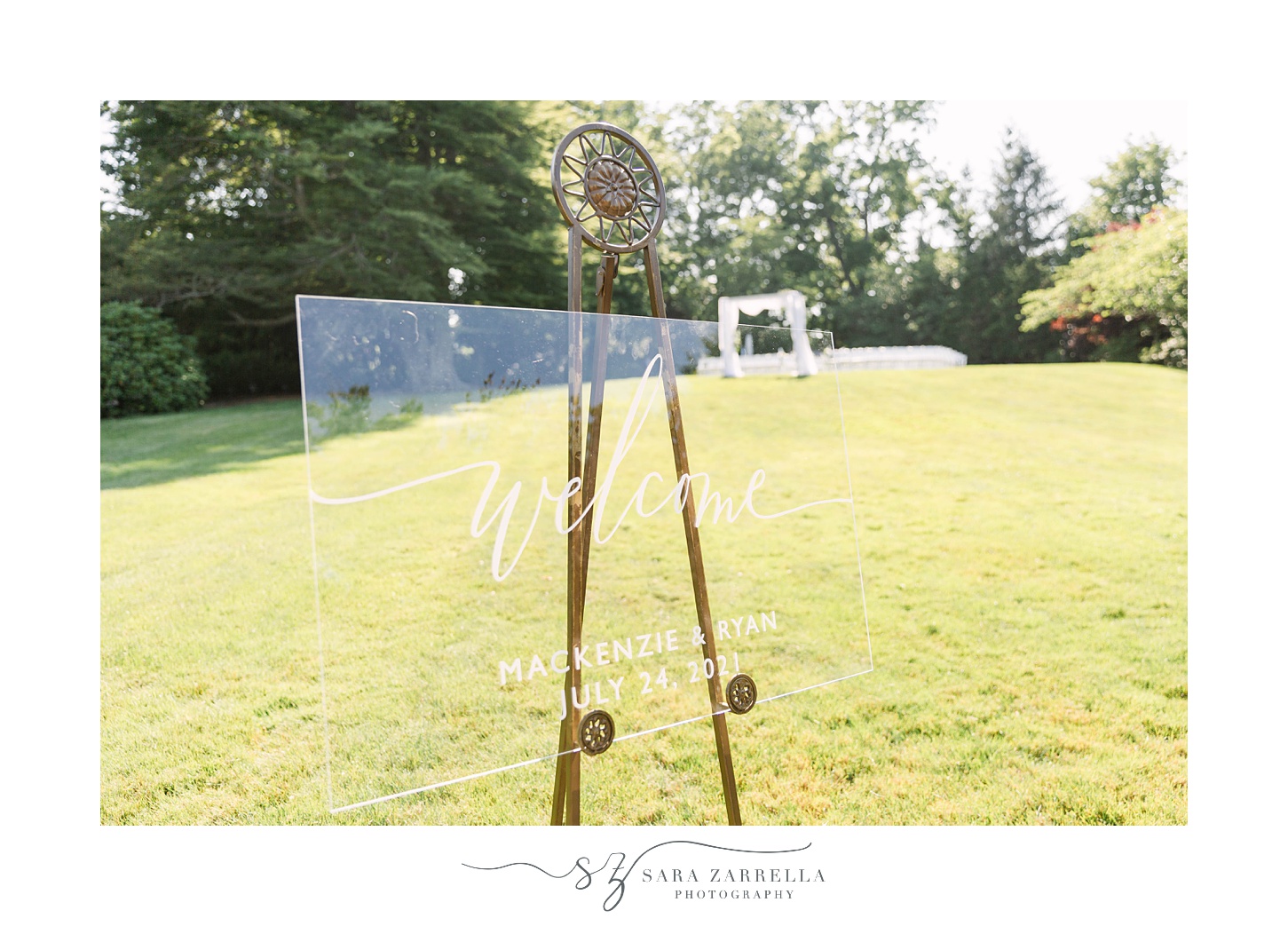 acrylic glass sign for ceremony at The Chanler at Cliff Walk