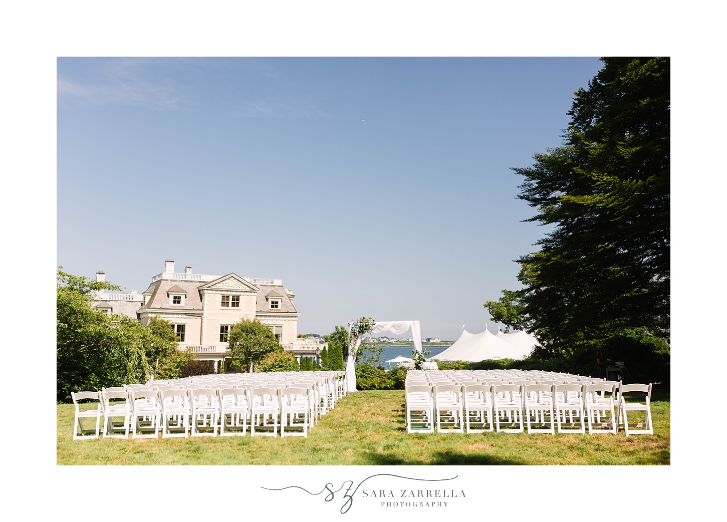 The Chanler at Cliff Walk wedding ceremony with waterfront view 
