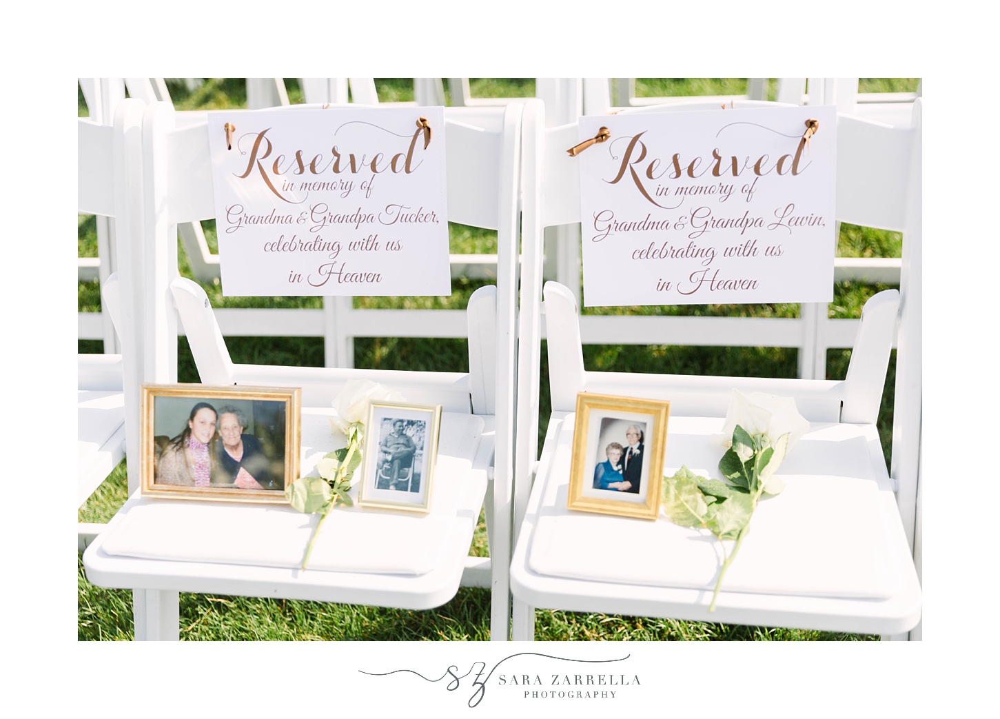 reserved seats at waterfront wedding ceremony in Rhode Island