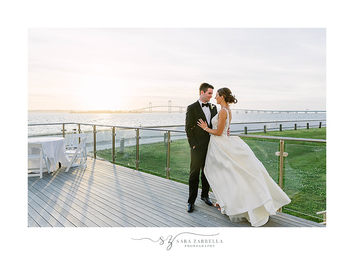 sunset wedding portraits at Gurney’s Newport Resort