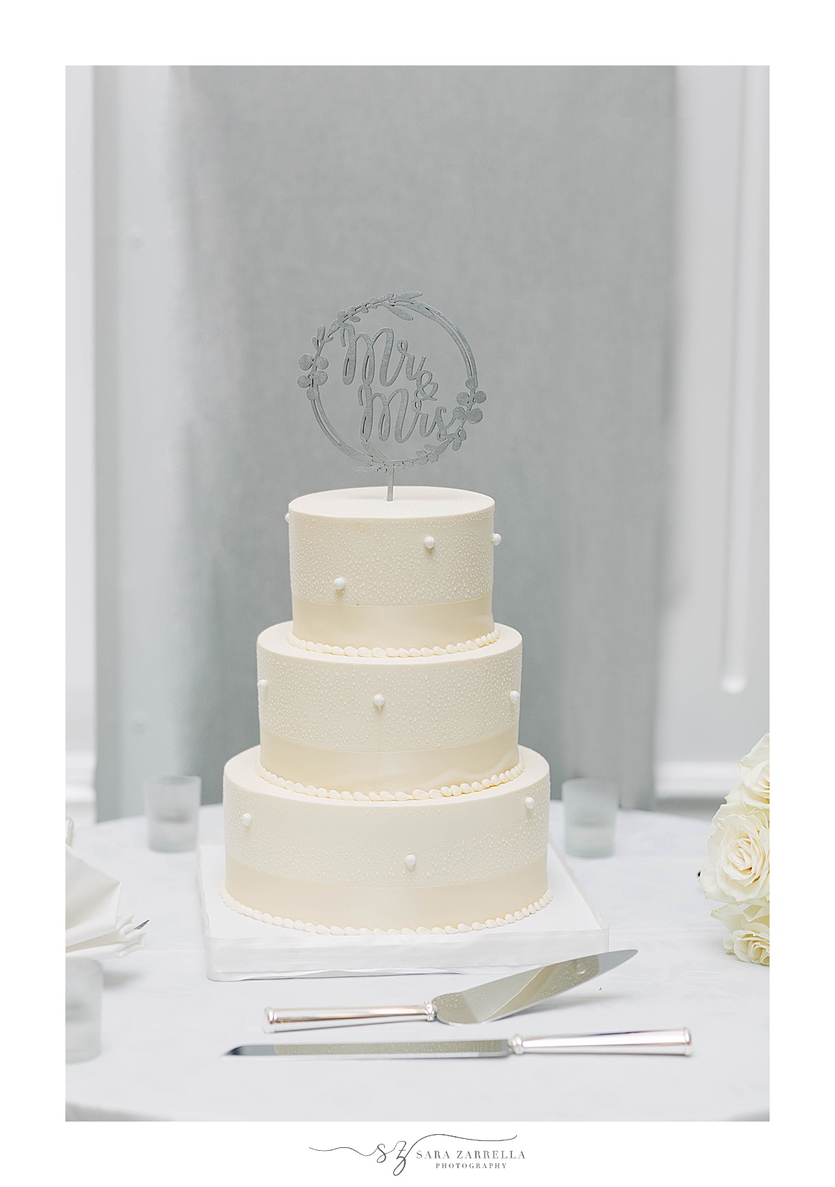 tiered wedding cake for Newport RI wedding reception 