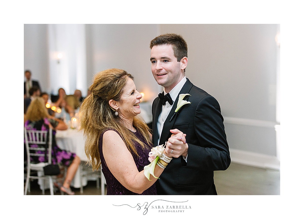 groom and mom dance at Gurney’s Newport Resort
