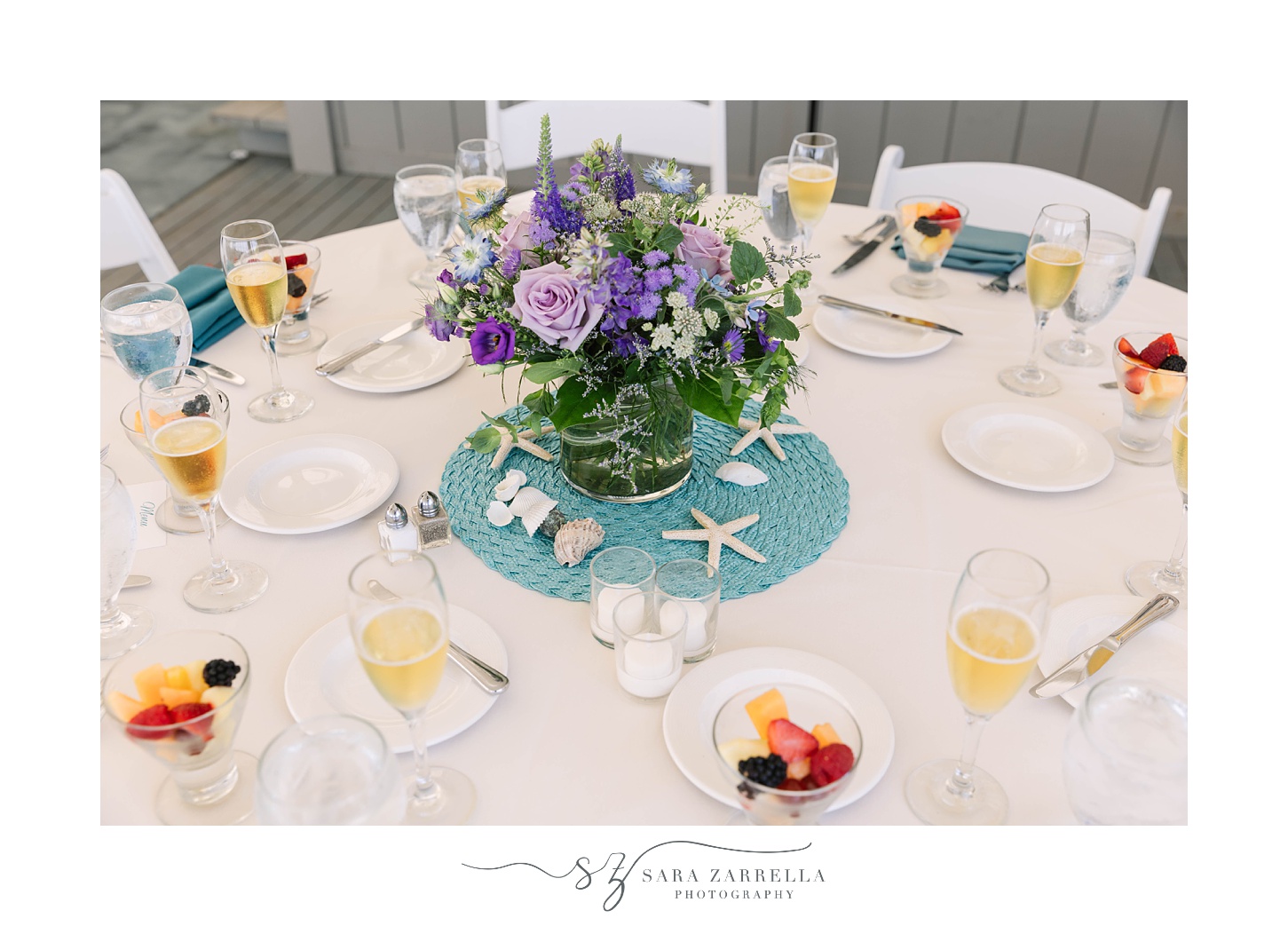 place settings for nautical inspired brunch wedding
