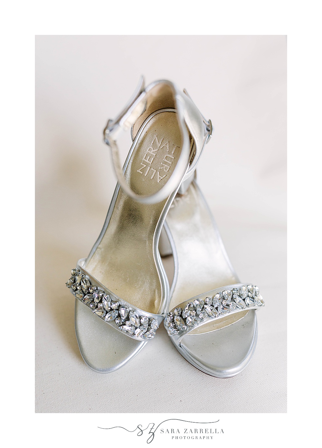 bride's silver shoes for vow renewal 