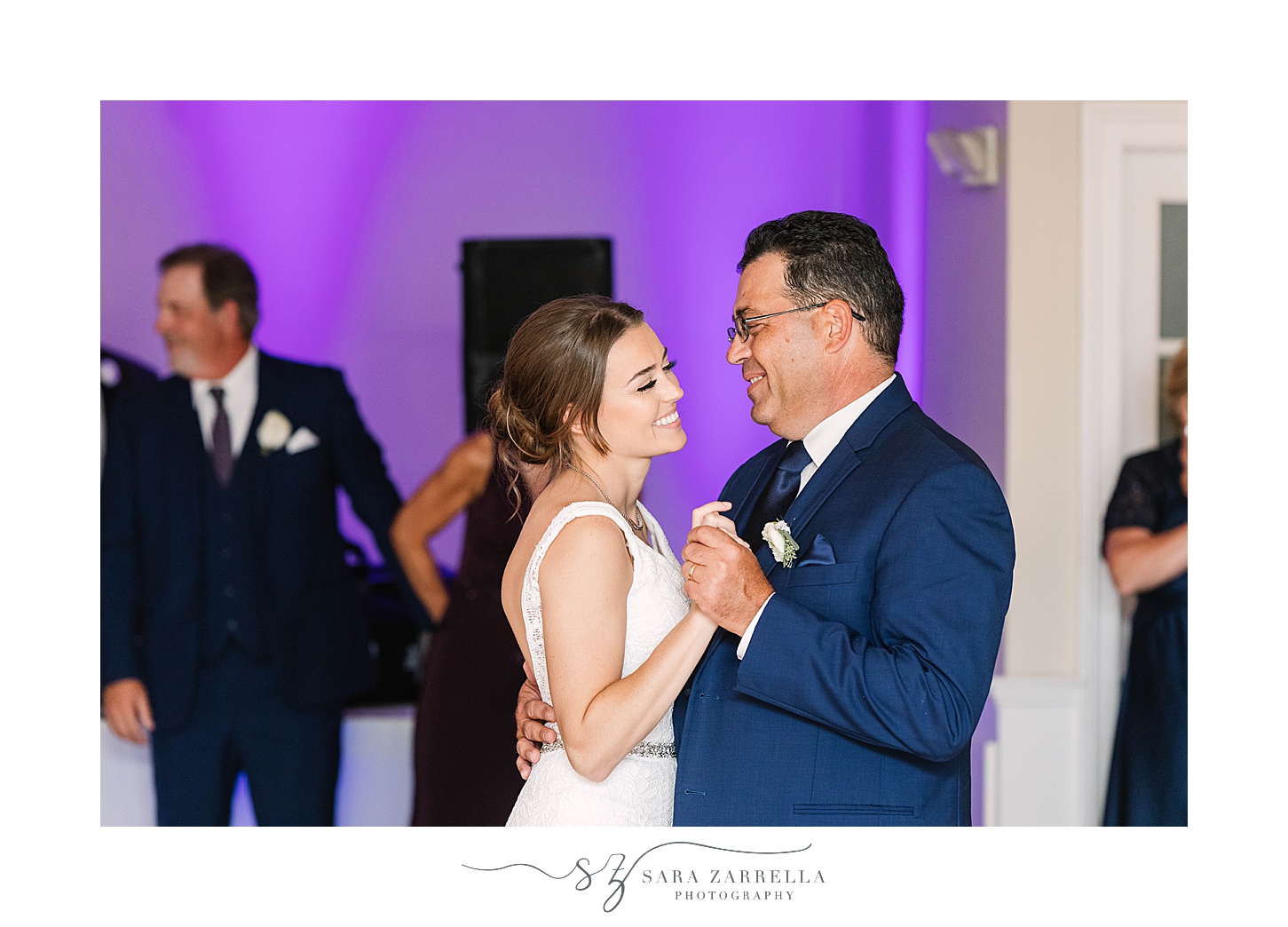 bride and dad dance during Warwick RI wedding reception