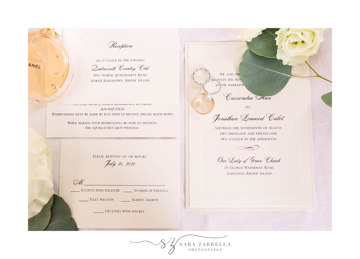 classic invitation suite for Rhode Island wedding day