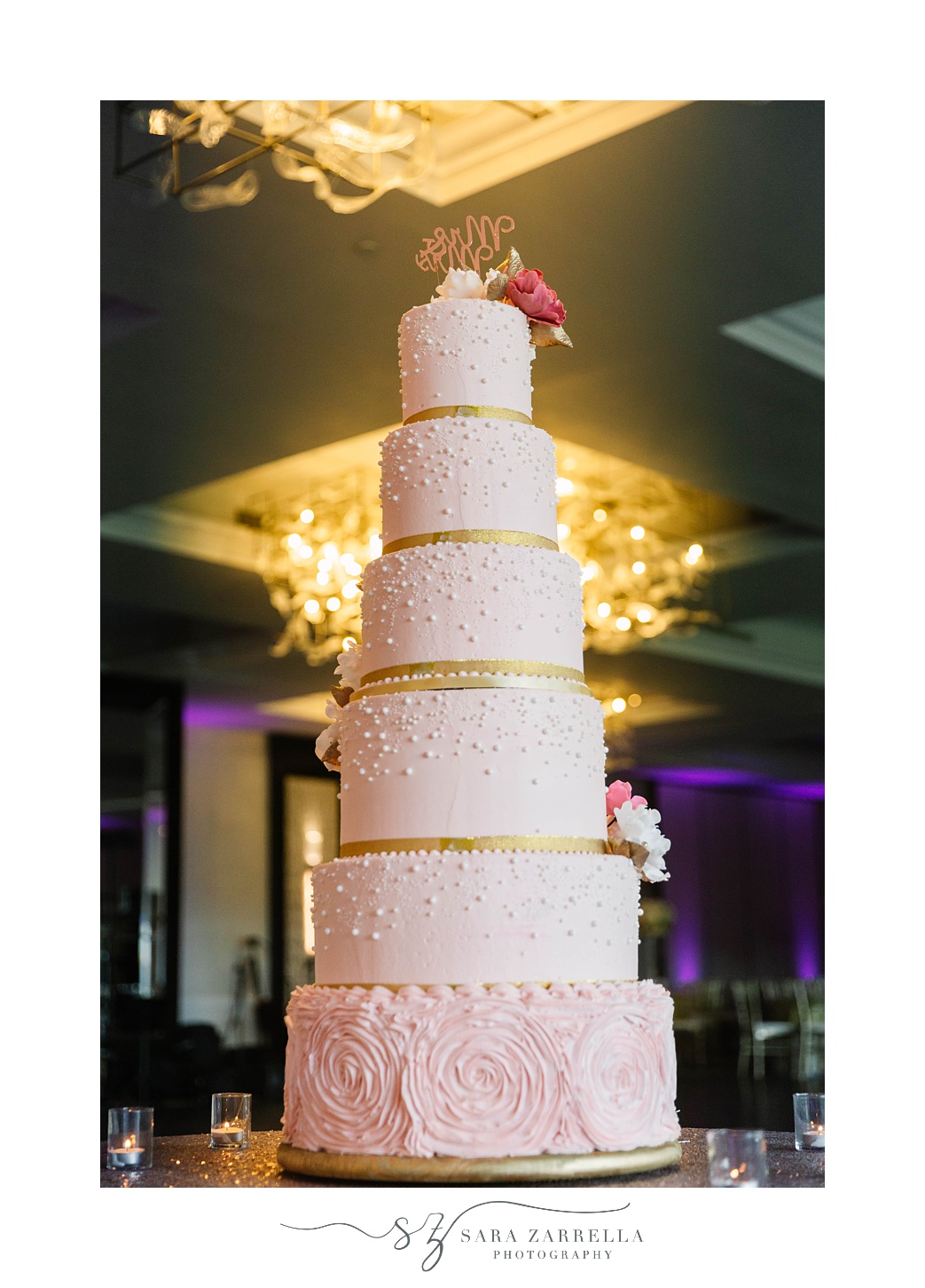 6 tiered wedding cake for Lincoln RI wedding reception