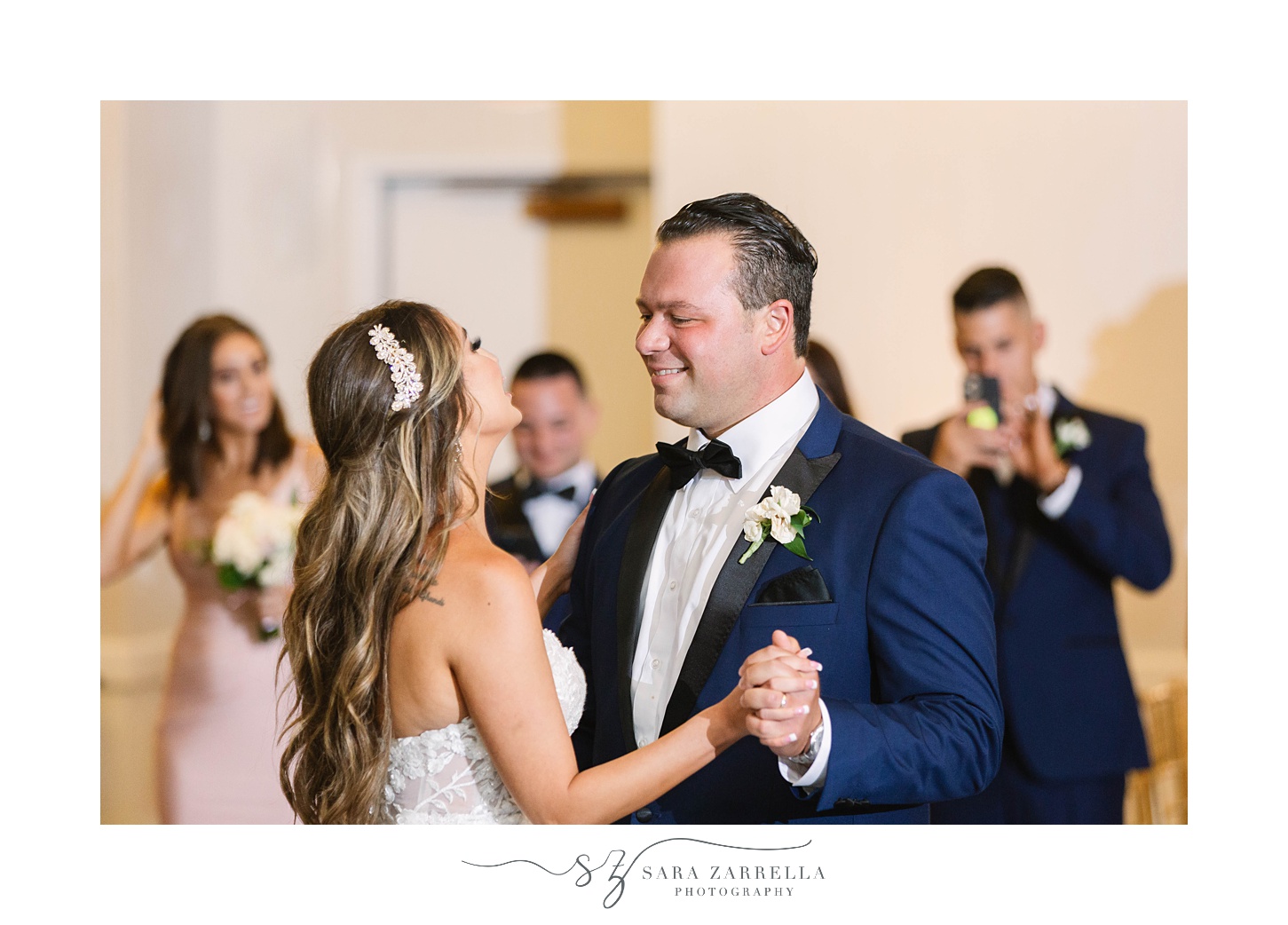 bride and groom dance together during Lincoln RI wedding reception