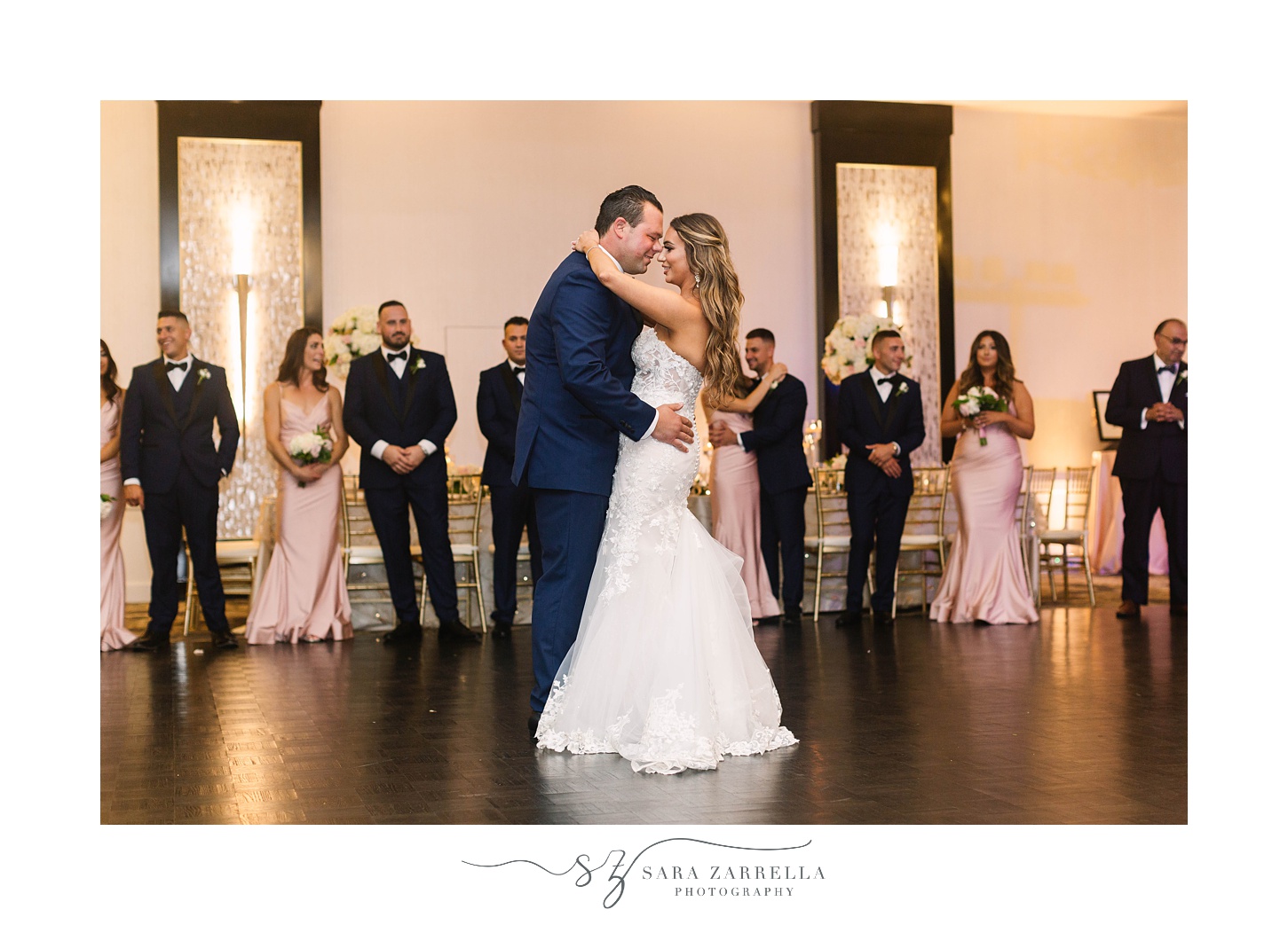 bride and groom dance during Lincoln RI wedding reception