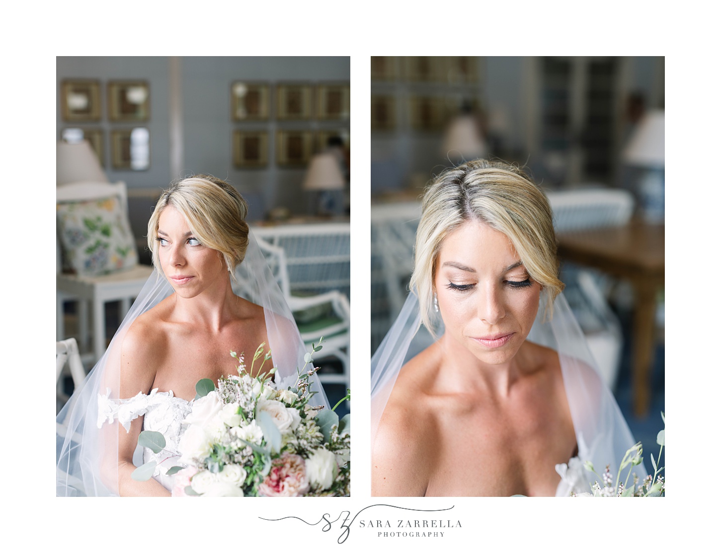 bridal portraits in suite at The Dunes Club