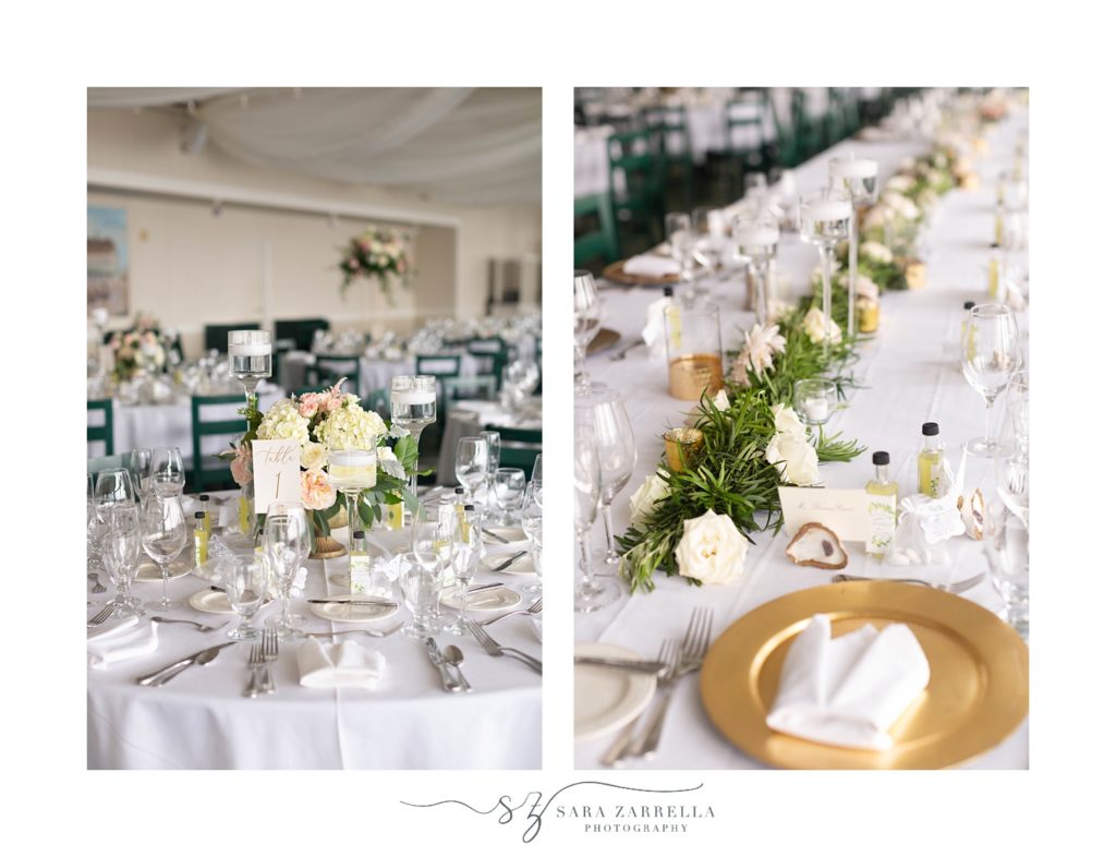 gold and white details for The Dunes Club wedding reception 