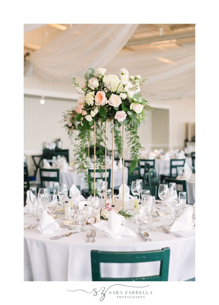 floral centerpieces at The Dunes Club wedding reception 