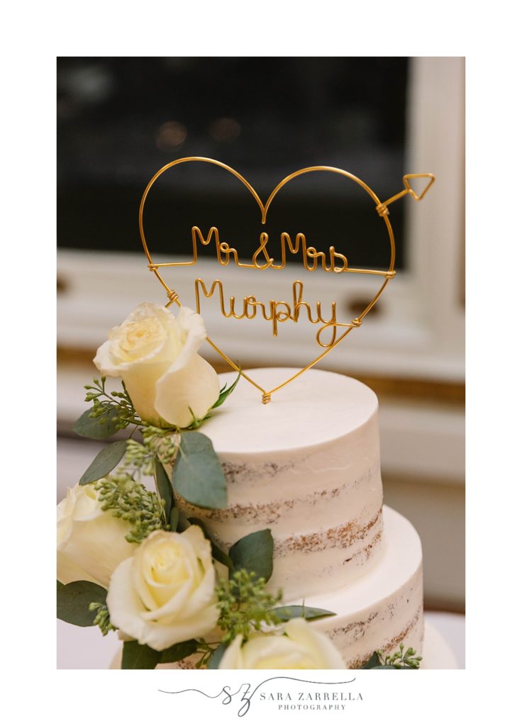 wedding cake with copper cake topper 