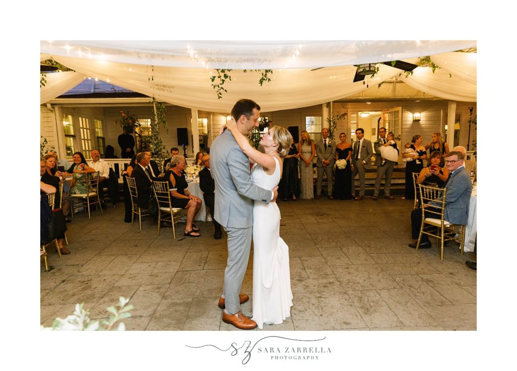couple dances during reception in Rhode Island 