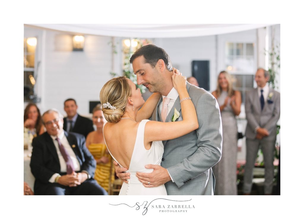 bride and groom dance during Block Island RI wedding reception